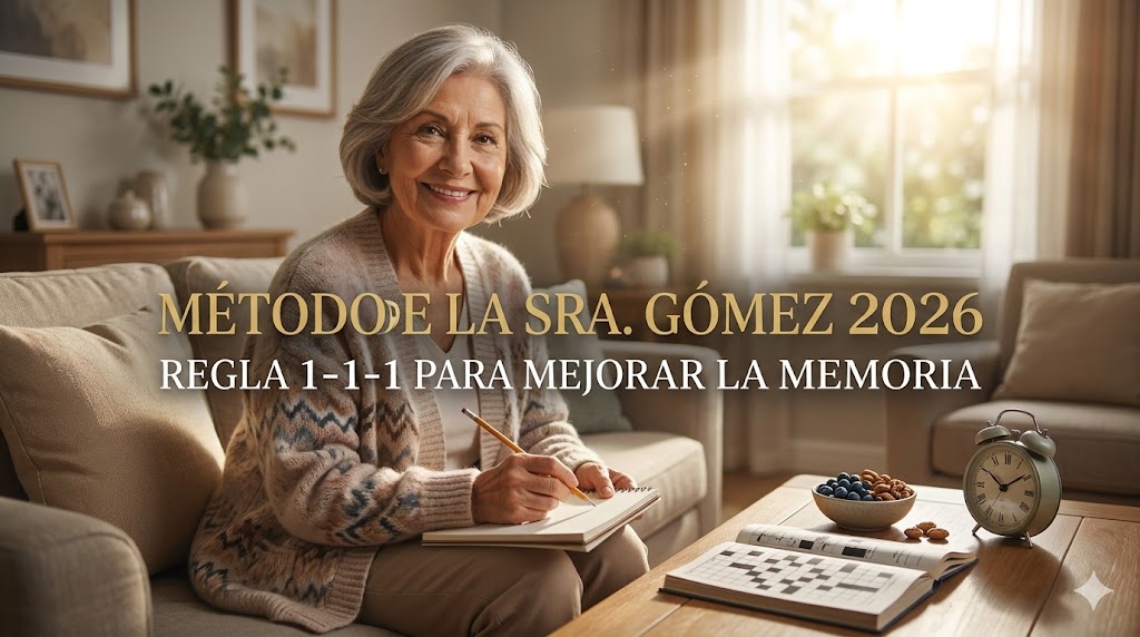 Sra Gómez aplicando la regla 1-1-1 y hábitos diarios para mejorar la memoria en 2026