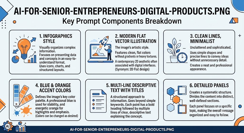 A cheerful senior entrepreneur working at a sunlit desk with a laptop and digital tablet, reviewing low-cost high-profit digital product workflows.